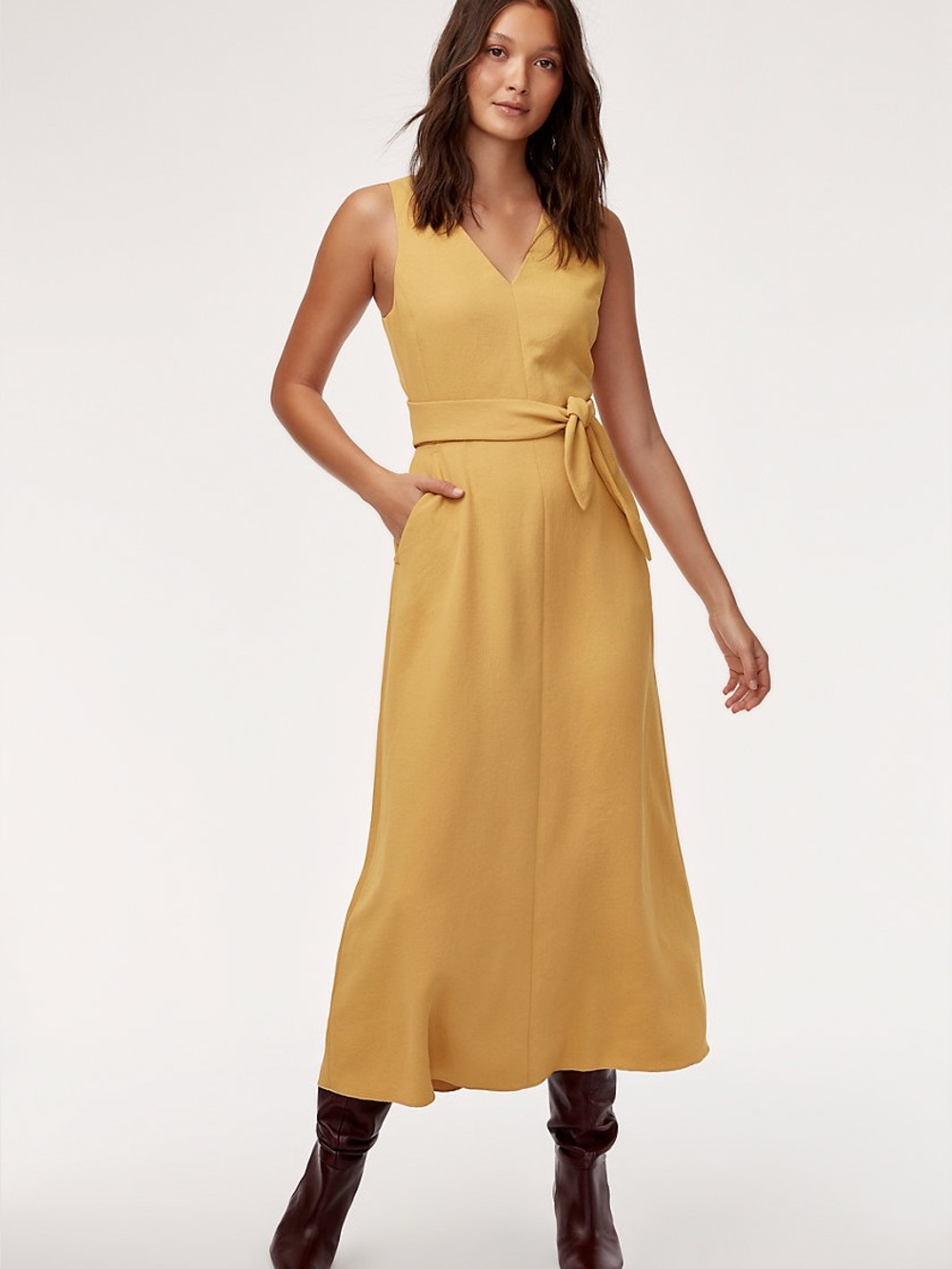 NWOTS Wilfred Écoulement V-Neck Dress - Gold/Yellow Sz 0